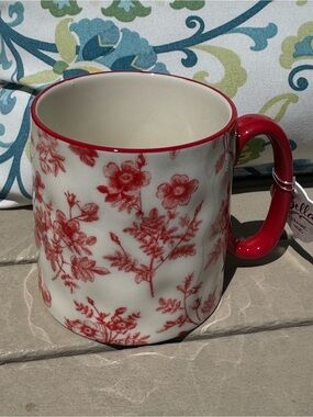 10 strawberry street Bella Red toile Floral Ceramic Mug - Christmas holiday
